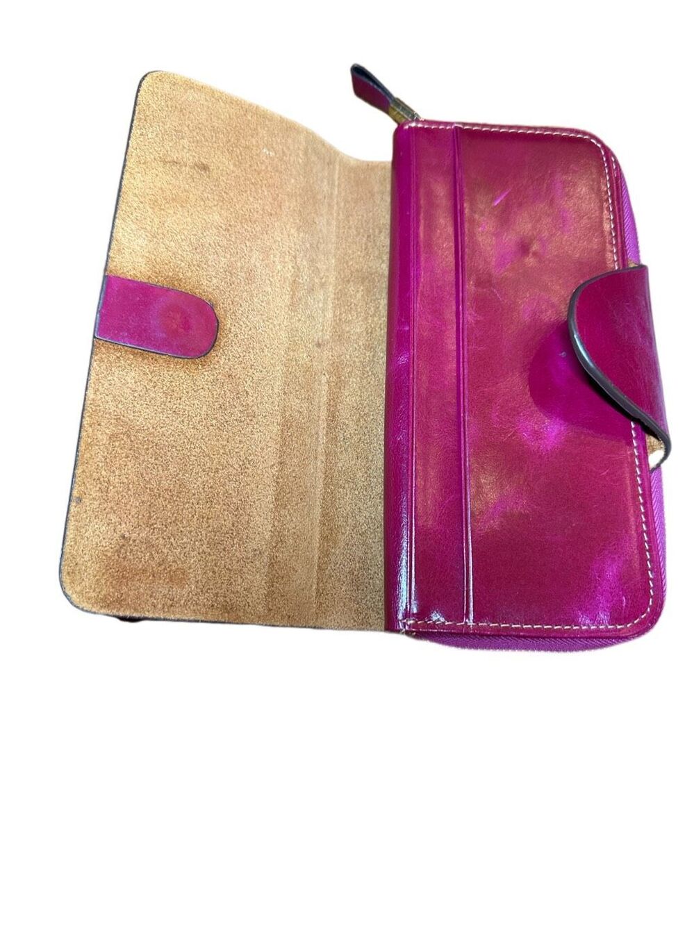 Yafeige Raspberry Leather Zip Around Wallet - Picture 4 of 7